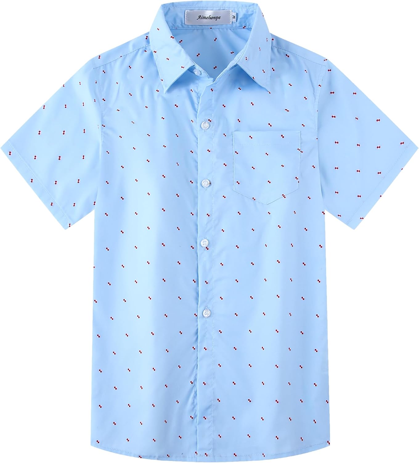 Kids Boys Short Sleeve Patterned Dress Shirt Button Down Comfort Flex Shirts Spring Summer Outfits