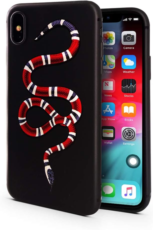 Case for iPhone Xs MAX | Red Snake Designer | Durable Flexible Protective Cover/Bumper/Skin/Cushion (Compatible only with The 6.5" iPhone Xs MAX) (Red)