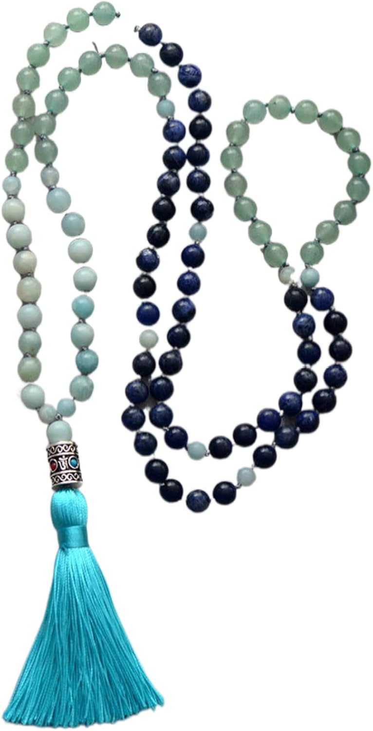 Women's Necklace 108 Beads Charmed Knotted Strand Larlette Long Meditation Necklace Handmade Jewellery