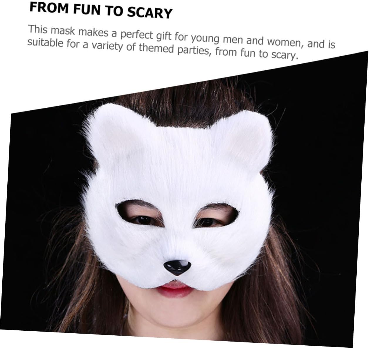 Totority Fox Japanese Mask 2pcs White Lint Half Face Party Halloween Season