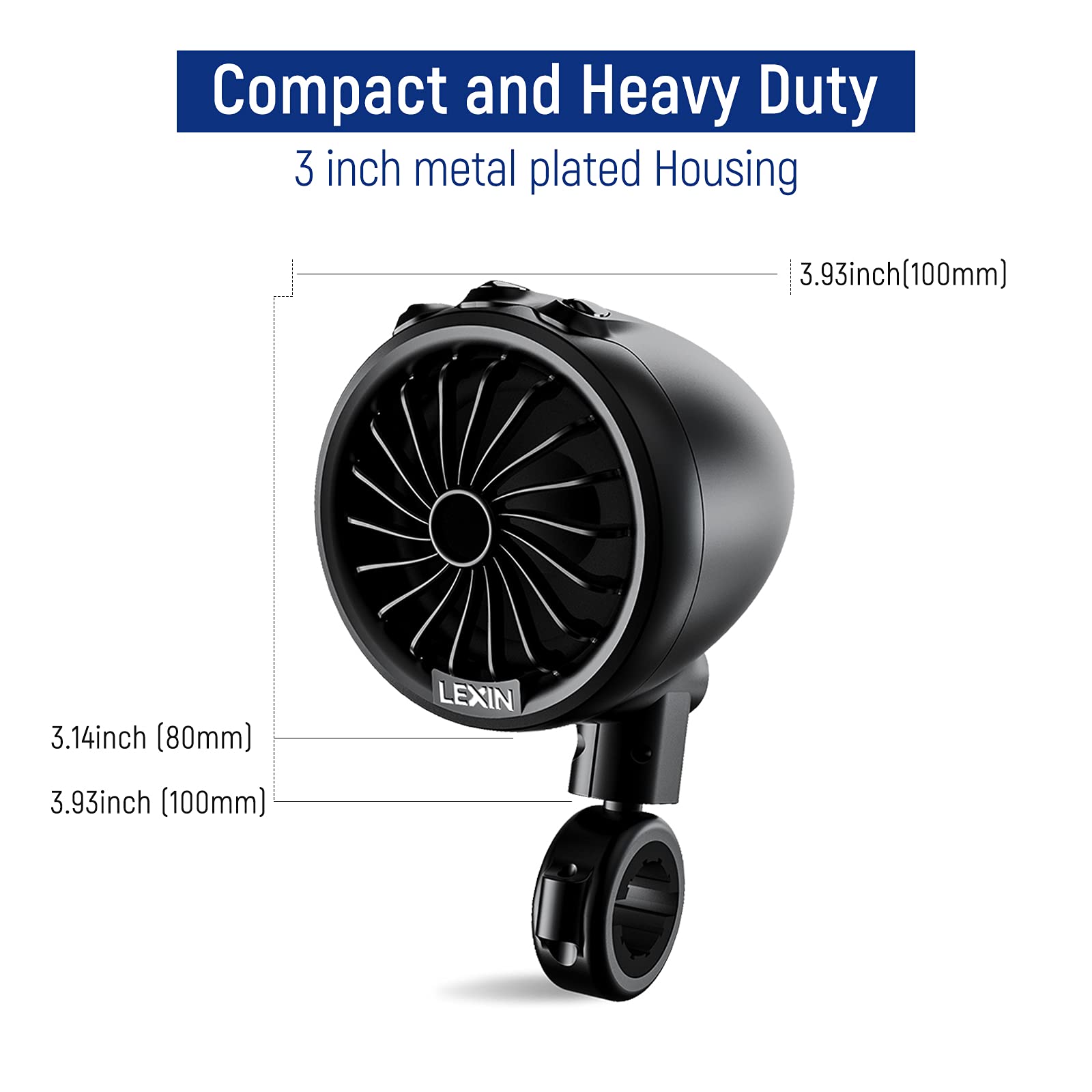 LEXIN Q3 Casse Bluetooth per Moto, impianto audio con indicatori LED, altoparlanti Bluetooth per moto, impianto altoparlanti moto adatto per manubri da 7/8" a 1-1/4"