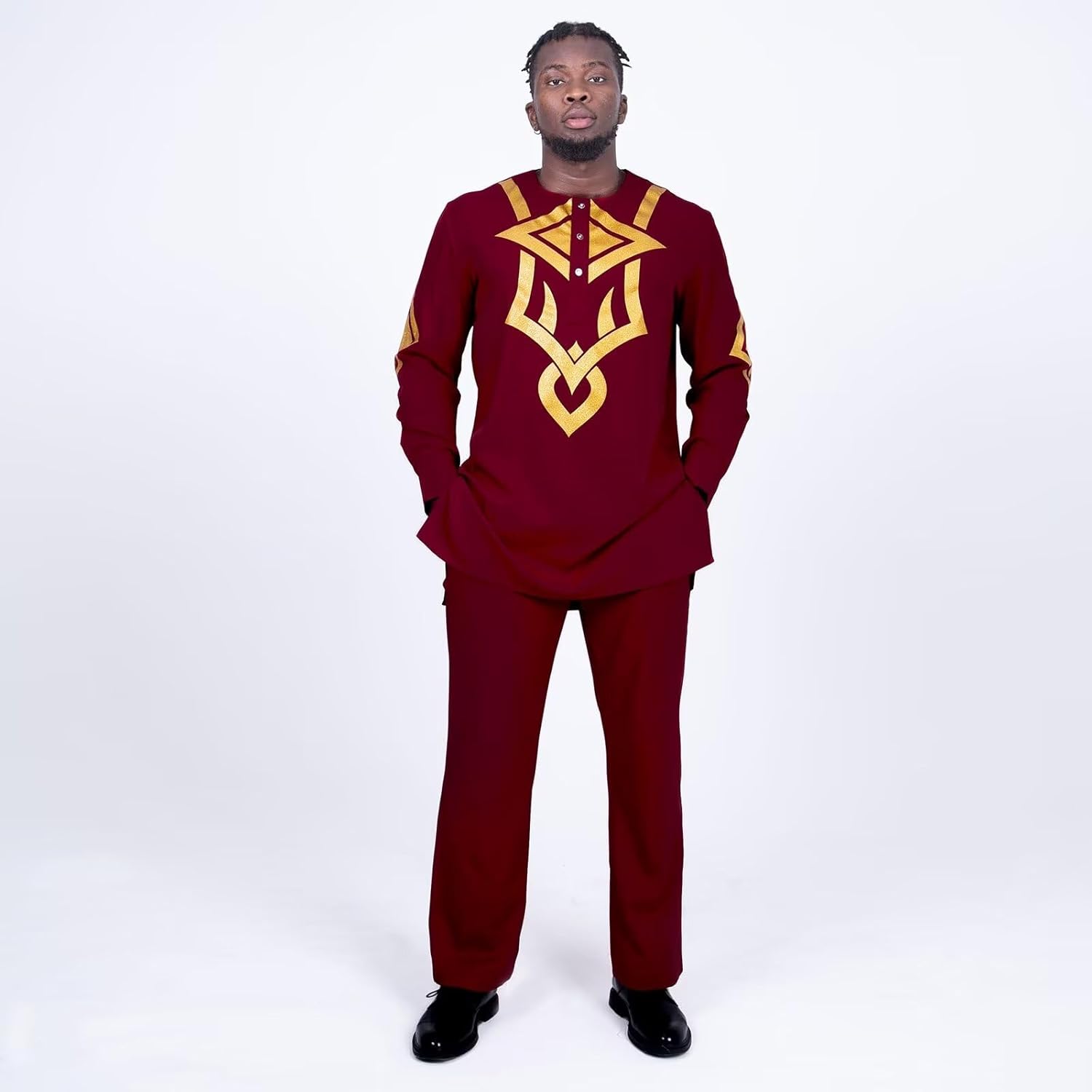 African Suits for Men Wedding Dashiki Outfits Formal Attire Long Sleeve African Mens Clothing 2 Piece Nigerian Clothes