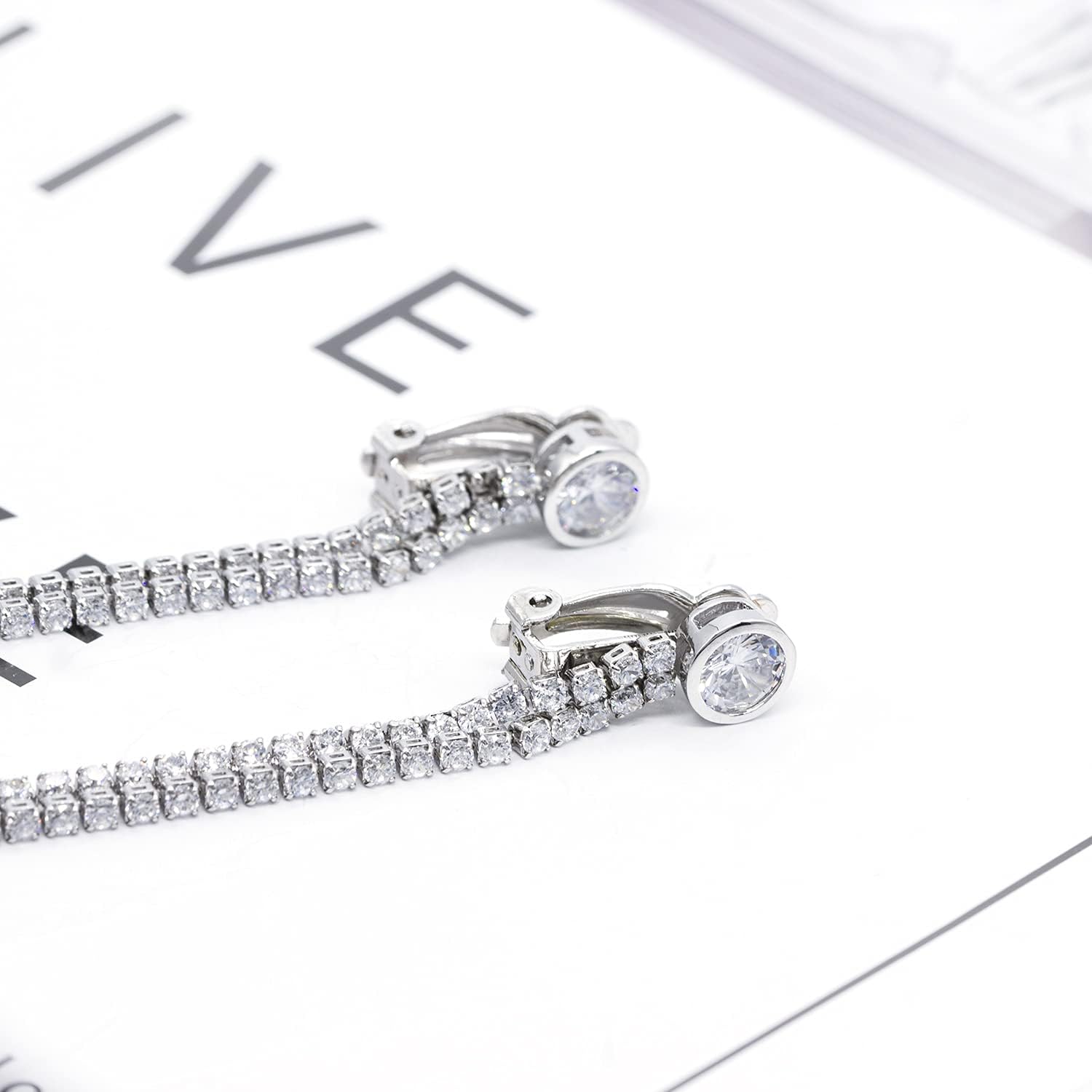 YOQUCOL Boho Tassel Chandelier Clip On Earrings CZ Crystal Long Drop Dangle Chain Bohemian Not Pierced Earrings For Women - Image 4