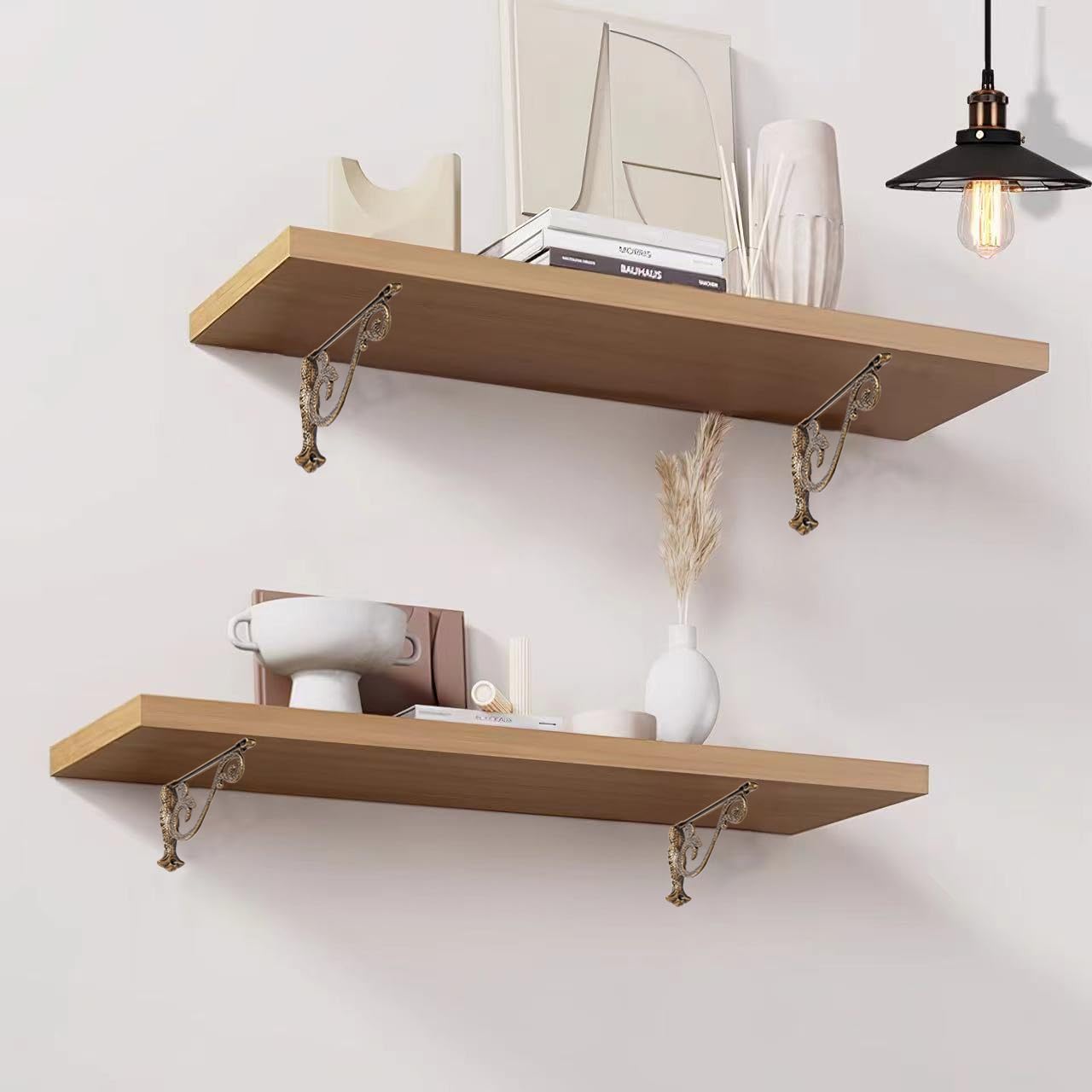 Decorative Shelf Bracket 8 inch, Matte Black Hammered Shelf Brackets for Shelving, Heavy Duty Vintage, DIY Projects, Hardware Included, 4 Pack