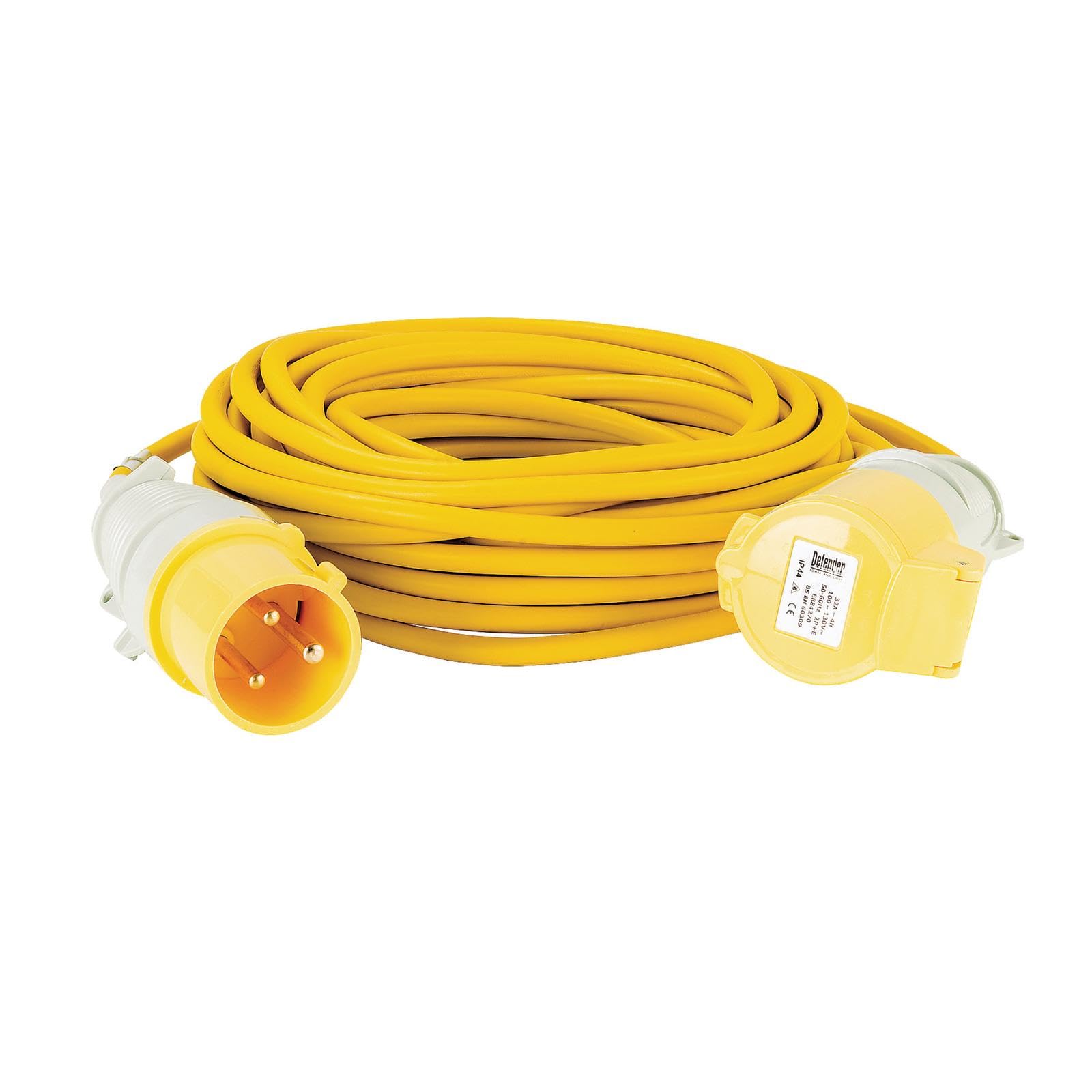 Defender Extension Lead Yellow 2.5mm2 32A 14m 110V (E85235)