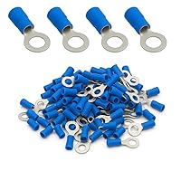 Vista 7 de ANGSTROM Terminales de anillo de perno de 1/4", conectores de crimpado eléctricos aislados, 100 piezas (22-16ga rojo)