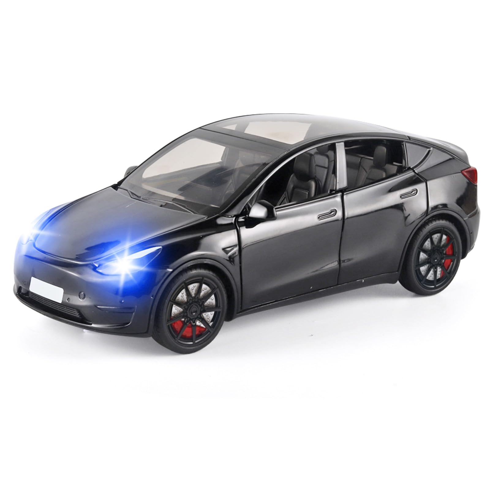 Toy Cars Y 1/24 Zinc Alloy Diecast Metal Model Car, Pull Back Toy Model with Light and Music, Suitable for Children Aged 3 and Above as Gifts(Black)