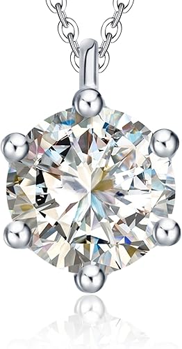 ENDISO 13CT Moissanite Necklace 925 Sterling Silver Pendant Necklace with 18K White Gold Plating, D Color VVS1 Diamond Necklace. Birthday,