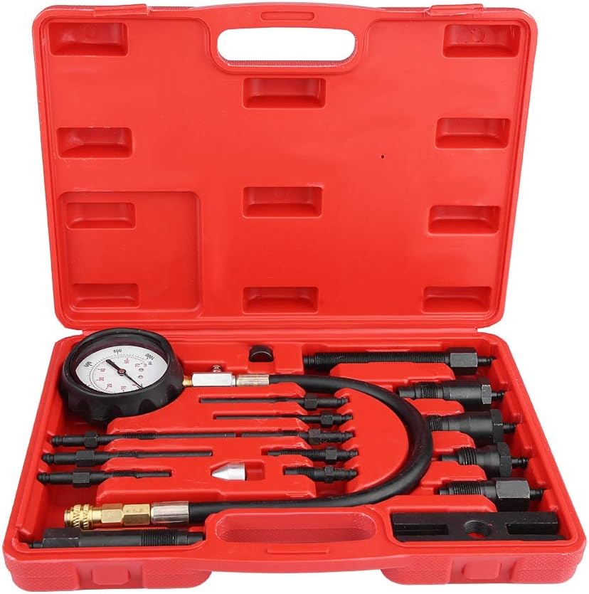 Diesel Engine Compression Tester, 17Pcs Professional Auto Diesel TDI CDI Engine Compression Tester Diagnosis Test Pressure Gauge Kit