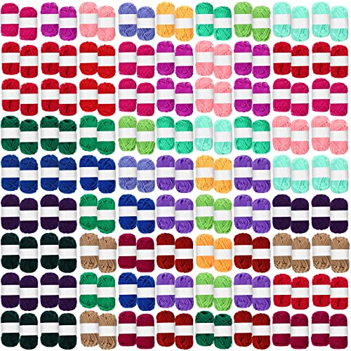 Nuogo 150 Rolls 3300 Yards Acrylic Crochet Yarn Bulk 53 Oz/ 1500 g Knitting Acrylic Yarn Skeins Soft Mini Soft Crochet Skeins Multicolor for Knitting Handcraft Weaving Projecting Kit(Mixed Colors)
