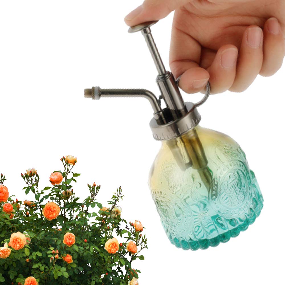 Camouflage Net Green Glass Watering Spray Bottle, 200Ml Mister Vintage Watering Can Water Sprayer For Flowers Succulents Herbs Home Garden (Green)