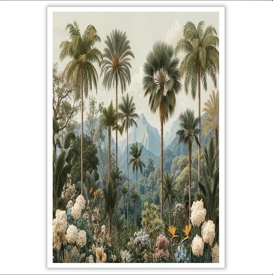 Image sur toile salon et chambre ambiance jungle rétro vert clair 80x120