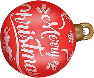 KICHOUSE Decorações De Natal Decoração Ornamento Inflável De Natal Grande Bola De Natal Bola Inflável De Natal Bola Inflável De Tamanho Grande Bola Inflável Bola Brilhante Pvc LED