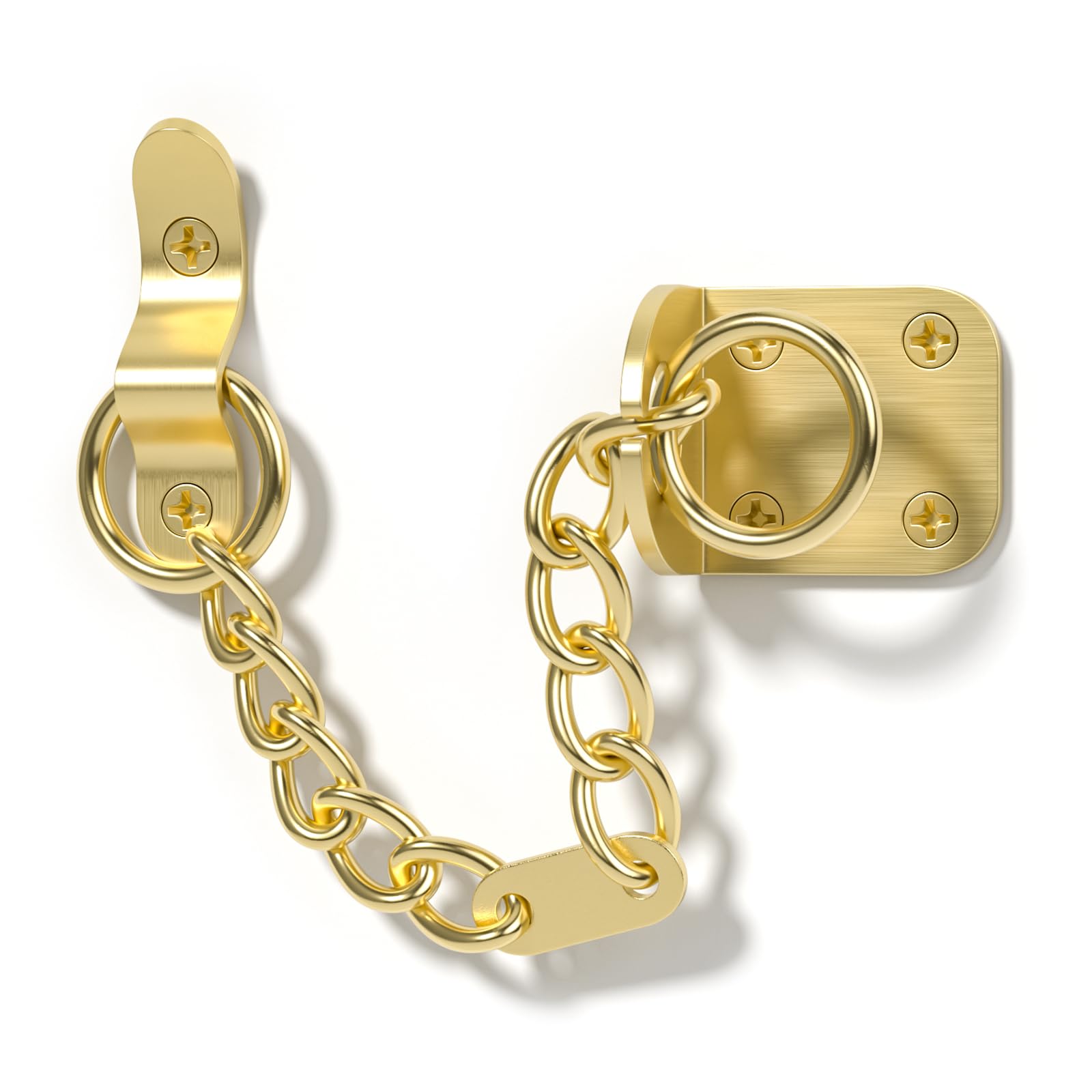 Bwintech 1PC Bras Plated Door Chain,Narrow Door Chain Lock,Steel Door Safety Chain with Complete Fittings,External and Internal Door Restrictor for Wooden and UPVC Doors