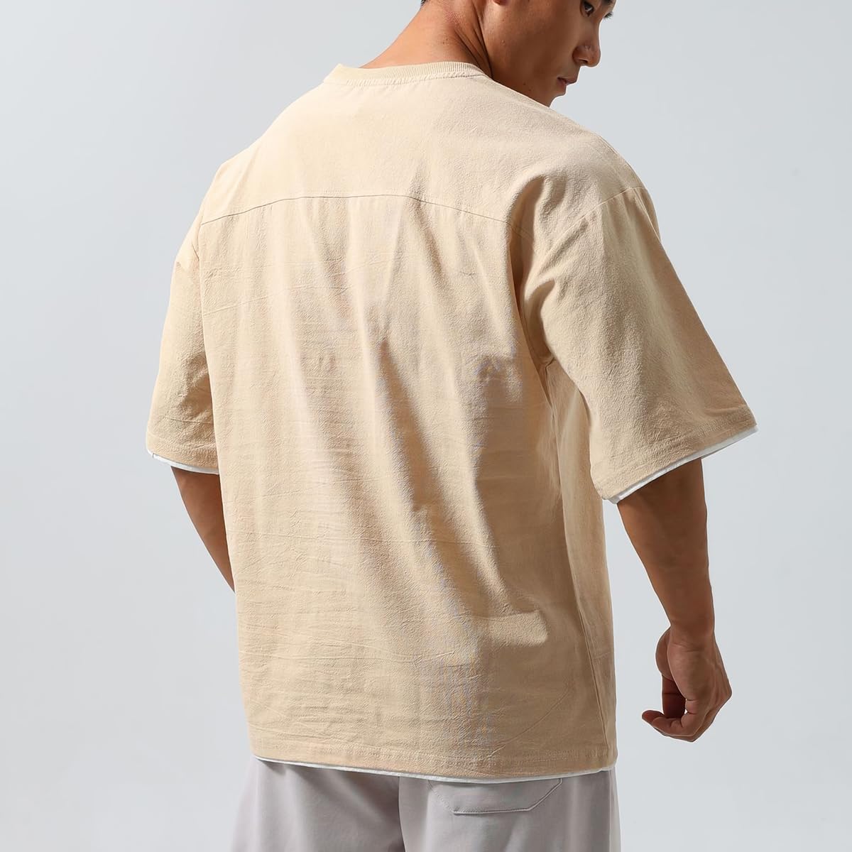 Mens Oversize Loose Hip-hop Shirts Plus Size Shirts Half Sleeve Workout Gym Sweatshirts for Men T83