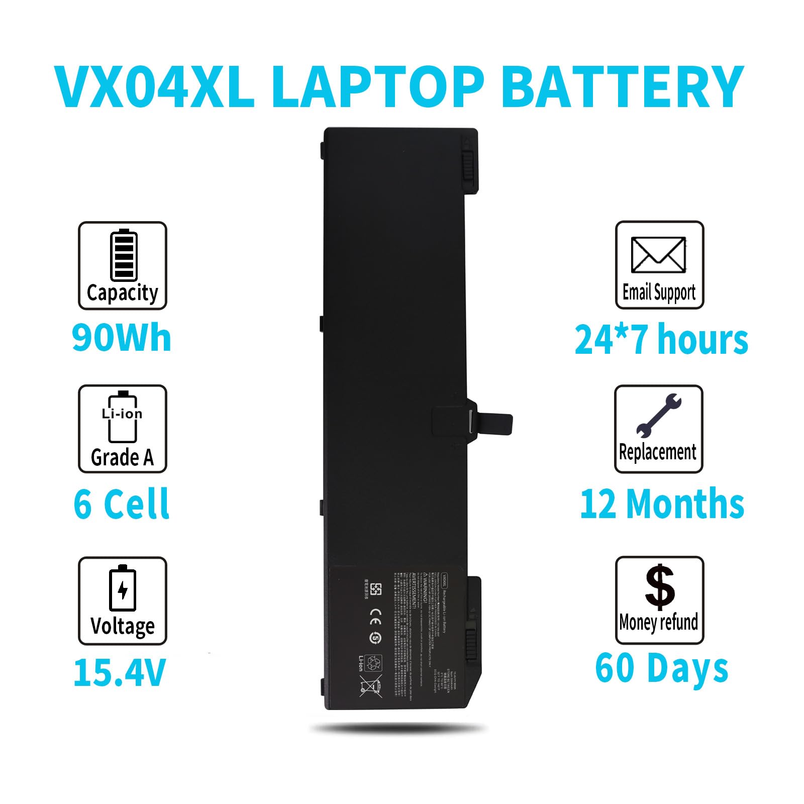 Amazon.com: Emanjor 90Wh VX04XL L05766-855 Laptop Battery