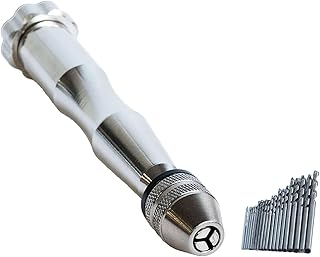 A-ITEM【精密ピンバイス ドリルセット】0.3〜3.6mm対応 ハンドドリル本体＋HSSツイストドリル20本（0.3〜1.6mm） 模型 プラモデル レジン クラフト用 オールメタル 滑り止めグリップ A-ITEMオリジナル