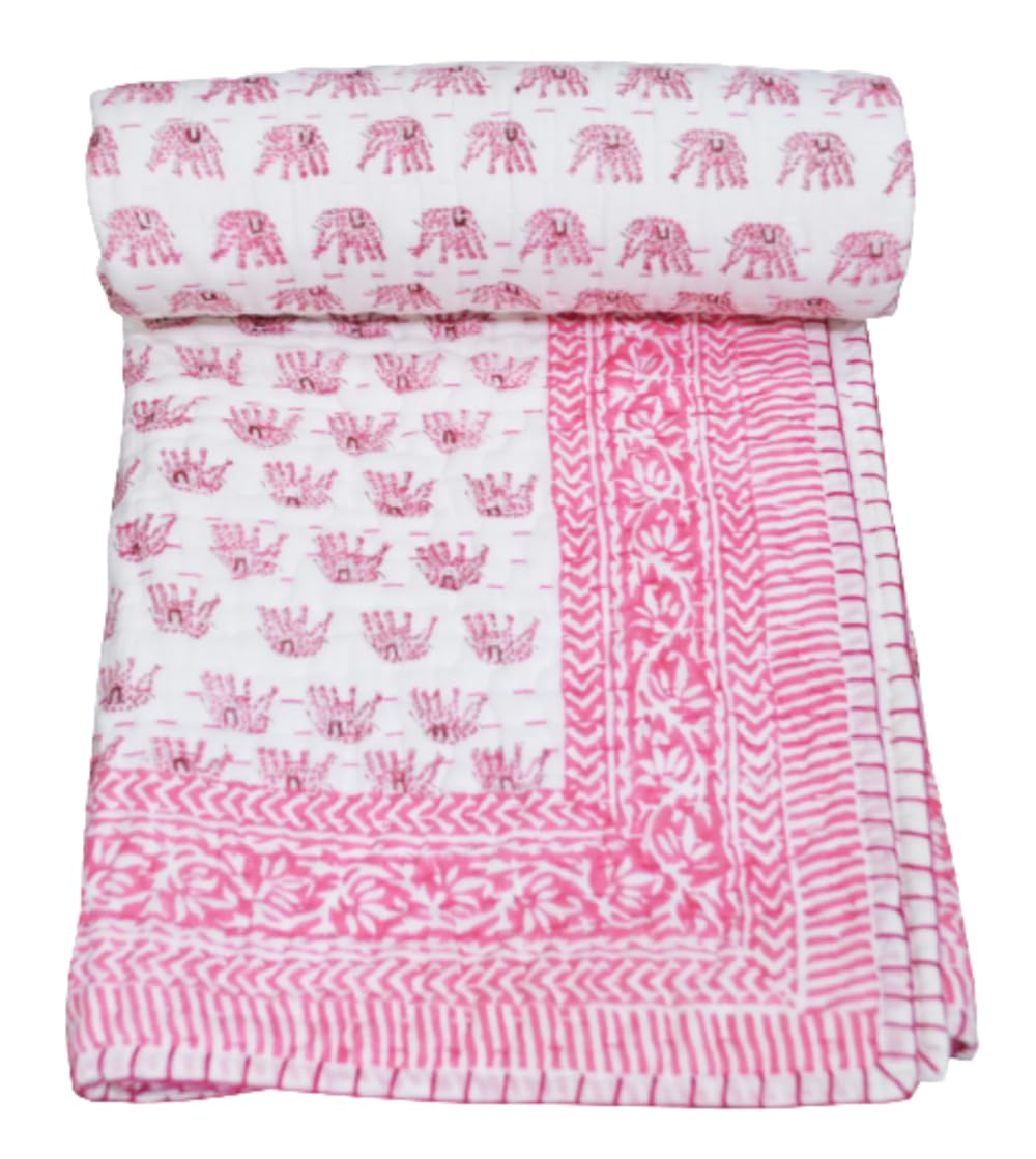 Couvre-lit en coton Kantha bébé motif floral : idée cadeau de naissance