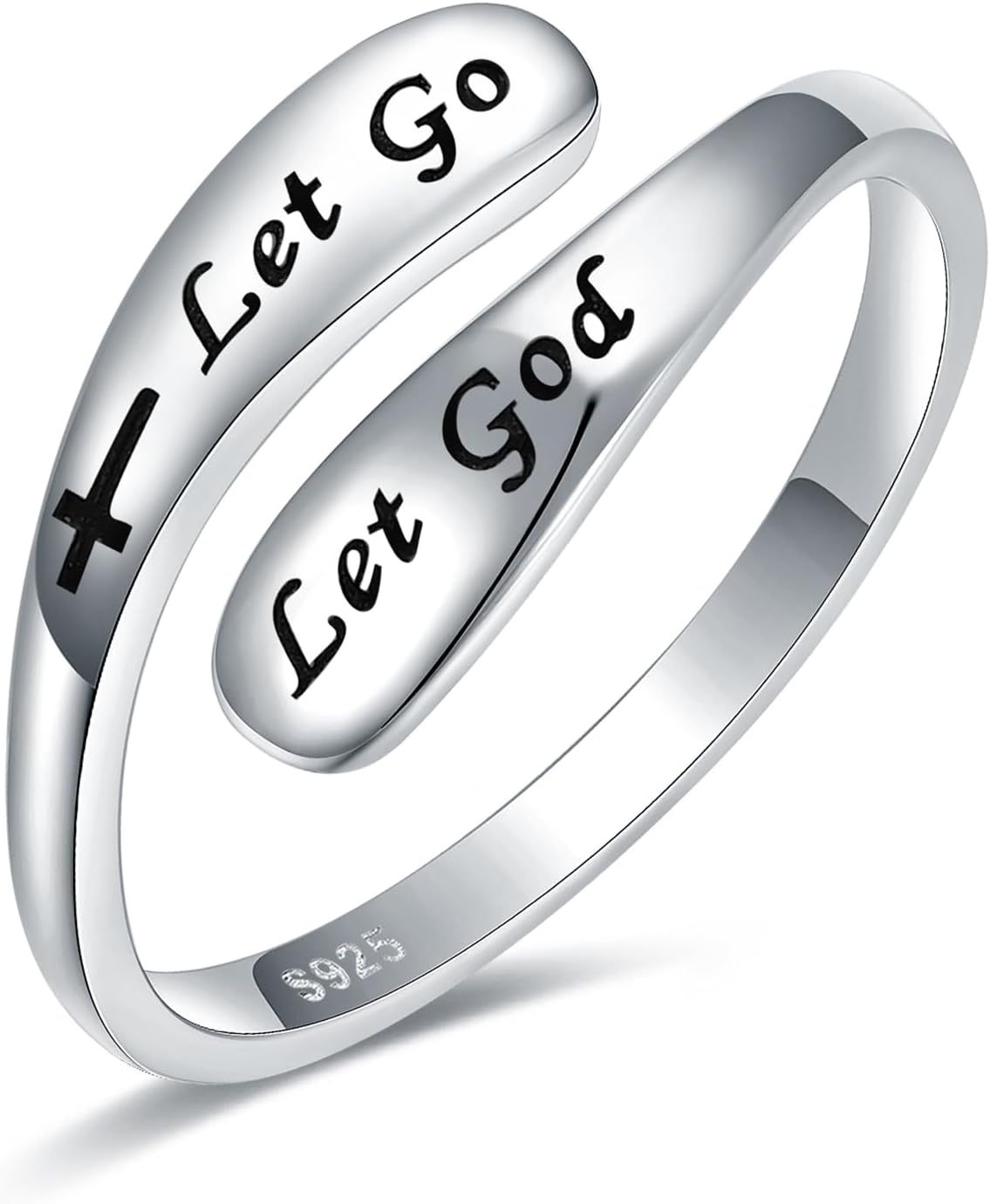 925 Sterling Silver Inspirational Adjustable Rings - Personality Encouragement Jewelry Gift For Women