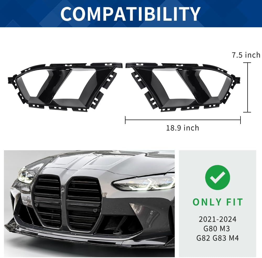 Front Bumper Air Duct Compatible with 2021-2026 M3 M4 model Splitter MP-Style ABS (G80 G82 G83, Gloss-Black)