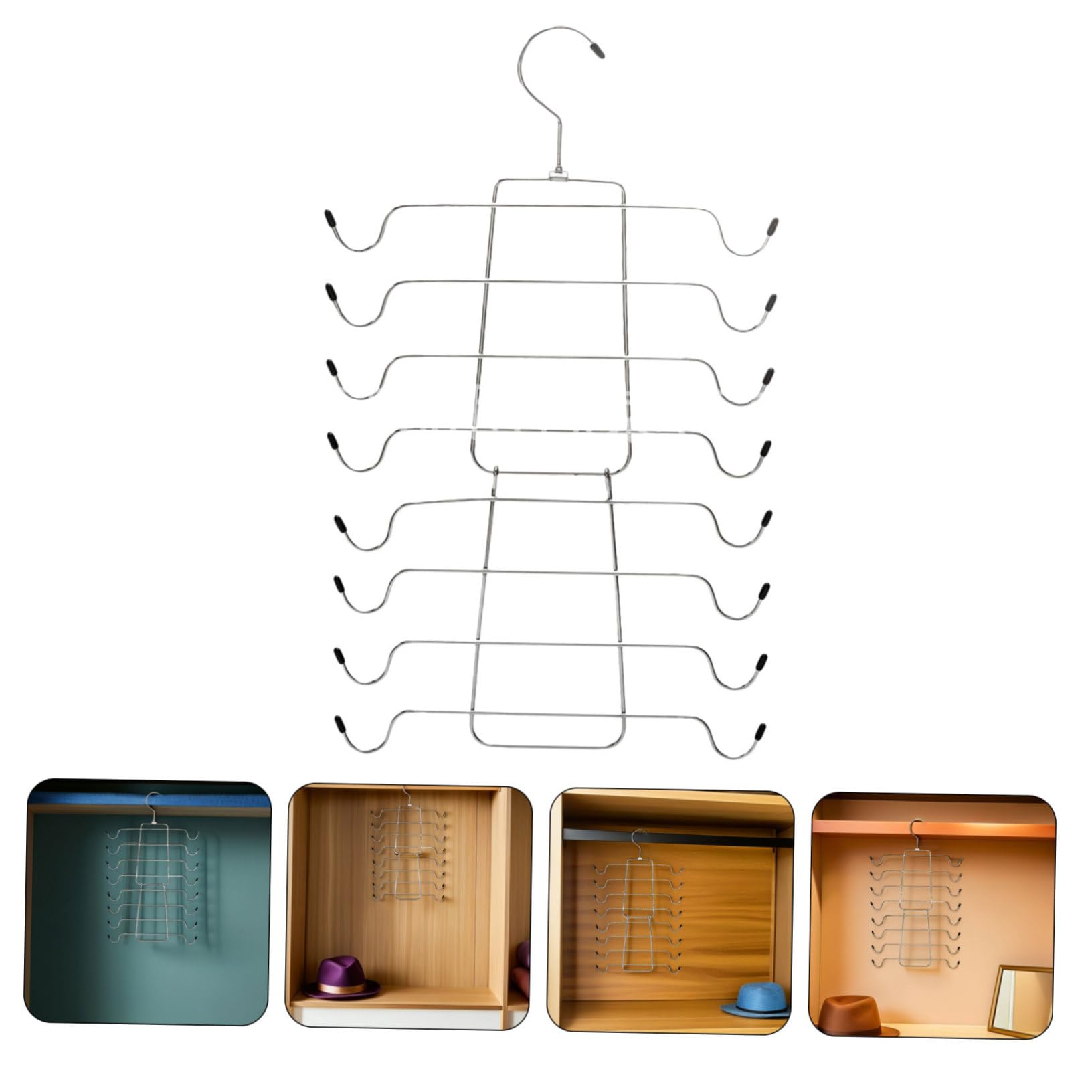 LABRIMP 4 Stück Platzsparende Faltbare Metall-BH-aufbewahrungshänger mit Drehbarem Haken Robuster Bügel für BHS Tanktops Camisoles und Badeanzüge Eleganter Silberner Schrank-Organizer