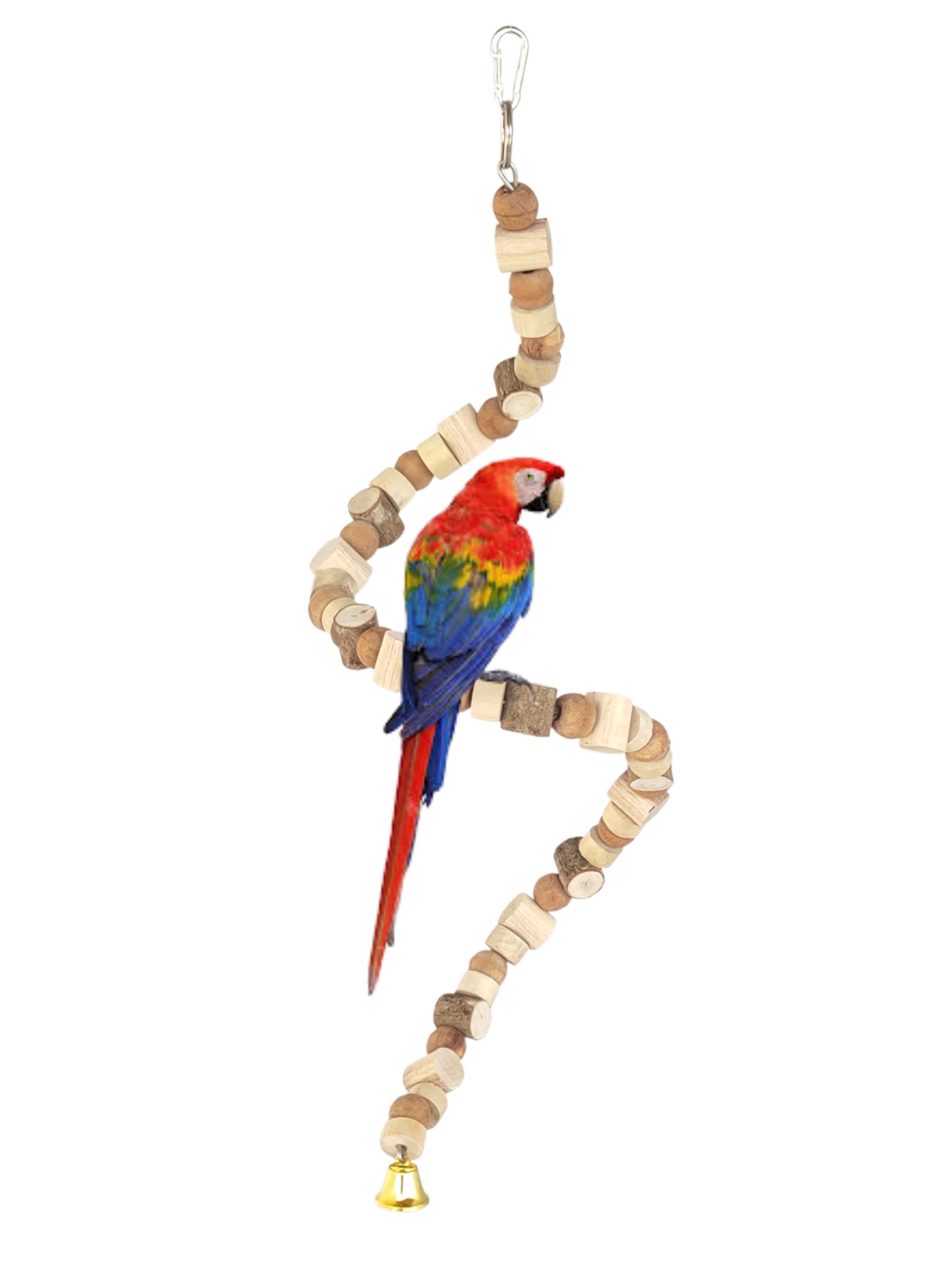 KSK Bird Spiral Wooden Beeds Perches with Bell Parrots Chewing Toys for African Grey Amazons, Macaws, Cockatoos Swing Birdcage Accessories Climbing Stand bar Larg (42 Inches) (B09WNJ4S3H) Amazon Price History, Amazon Price Tracker