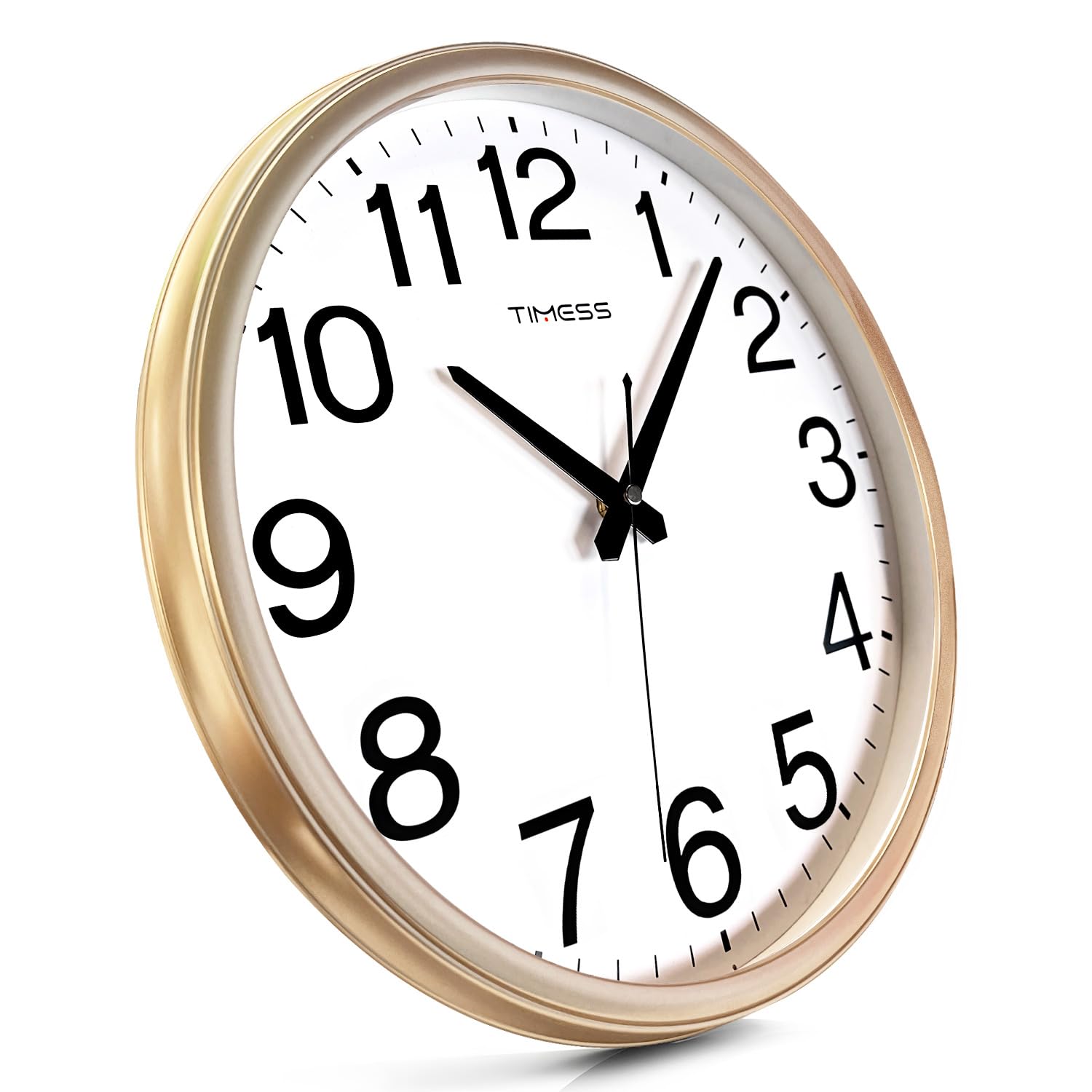 TIMESS Orologio da parete, quadrante grande da 33 cm, silenzioso, funzionamento a batteria, analogico, movimento al quarzo ultra silenzioso, orologio elegante senza tempo, ideale per casa, camera da