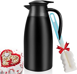 68Oz Stainless Steel Thermal Coffee Carafe with Lid Double Walled Vacuum Thermos Flask Insulated Coffee Carafe for Keeping...