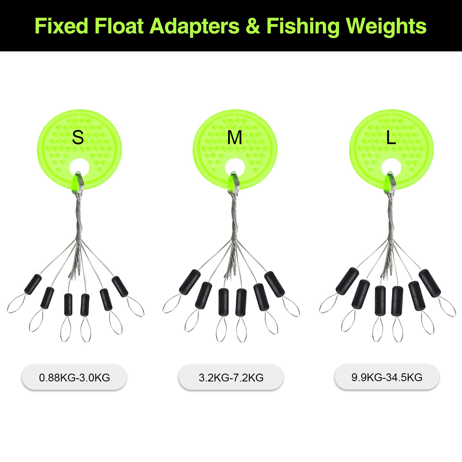 Stop Float Peche 150 Pièces 6 en 1 Bouchons Pêche Caoutchouc Perles Cylindriques