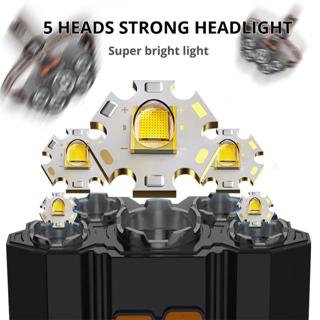DARKBEAM Hoofdlamp USB-C oplaadbare LED-koplamp Hardhat licht, COB 230° schijnwerper handsfree
