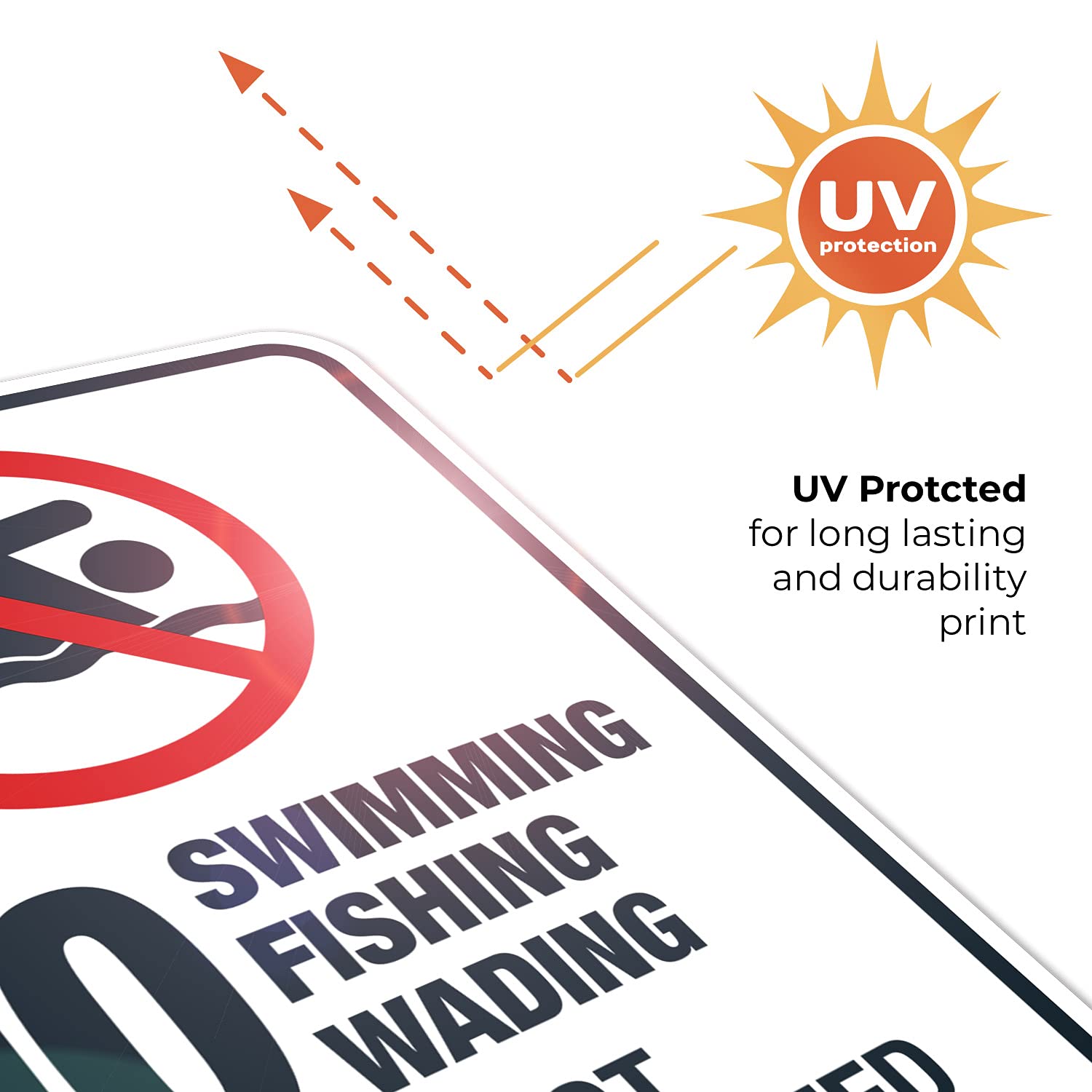 No Swimming Fishing Wading Do Not Molest Or Feed The Alligators Sign, 18x24 Inches, 55 mil Thick HDPS (high Density polystyrene), Made in USA