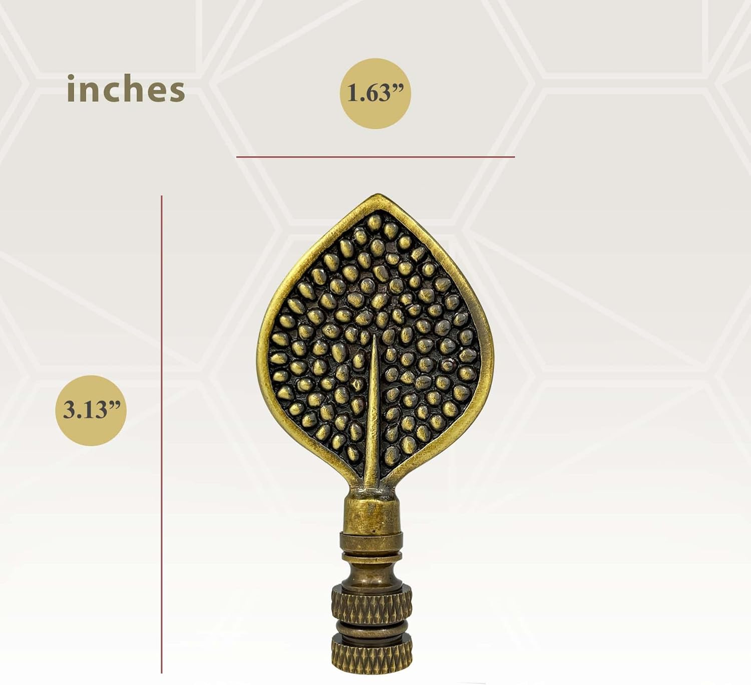 Royal Designs, Inc. Birch Leaf Finial for Lamp Shade, Antique Brass - Pack of 2