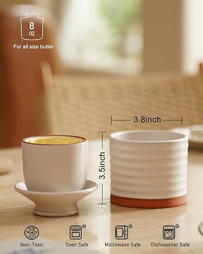 Miniatura 2 de Mantequilla de mantequilla, plato de mantequilla de cerámica para mantequilla untable, colección Torsade - Baby Blue