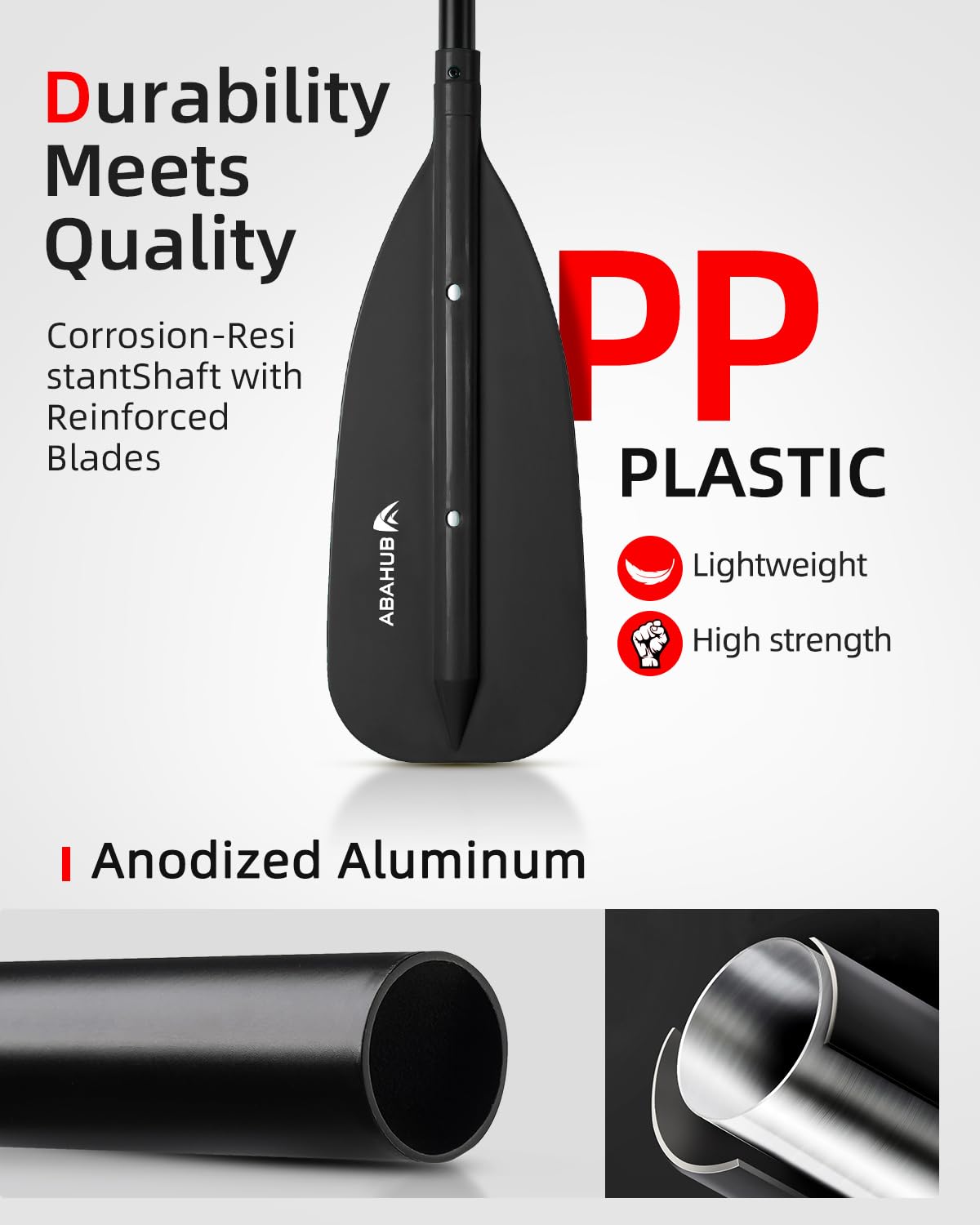 Abahub Stechpaddel 130-160cm, 3-teiliges Teleskop Kanu Paddel – Leicht, Aluminium, für Kanu, Kajak & Schlauchboot, tragbar