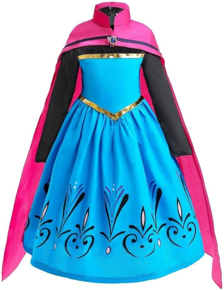 Lito Angels Princess Coronation Costume Dress Up with Cape for Kids Girls, Birthday Fancy Party Outfit, Age 12 Months-13 Years