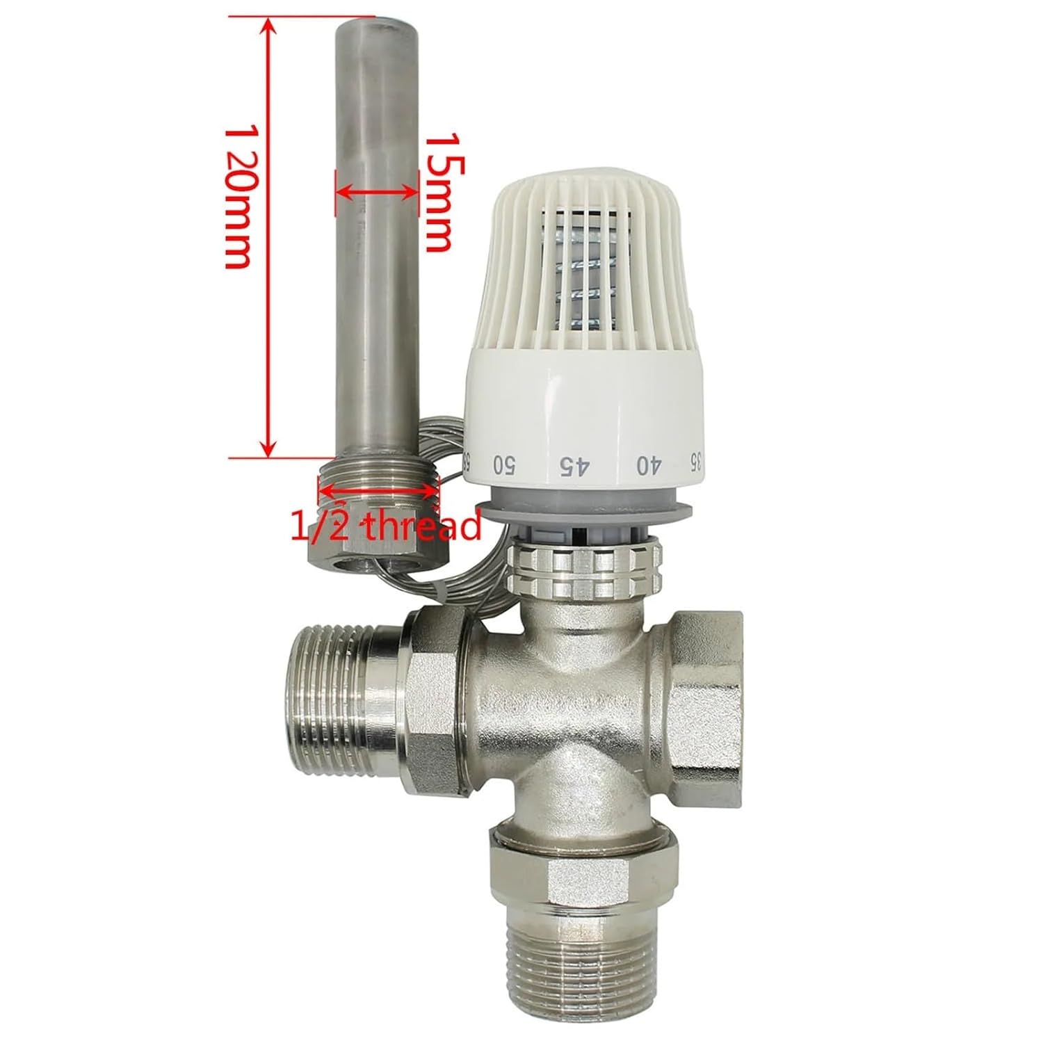 30-70 Degree Control Floor Heating System Thermostatic Radiator Valve M30*1.5 Three Way Valve Thermowell DN15 DN20 DN25 DN32(Actuator)