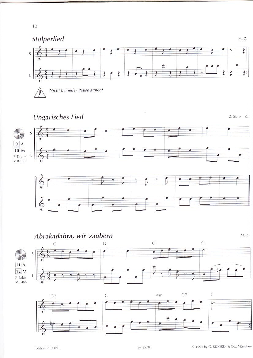 Die Altblockflöte Band 1 + 2 | mit Audiotracks | Spielen - lernen - musizieren | Ricordi Berlin | SY 2570 + SY 2571 | ISBN 9783931788643 + 9783931788650 | Soundman Piano-Bleistift