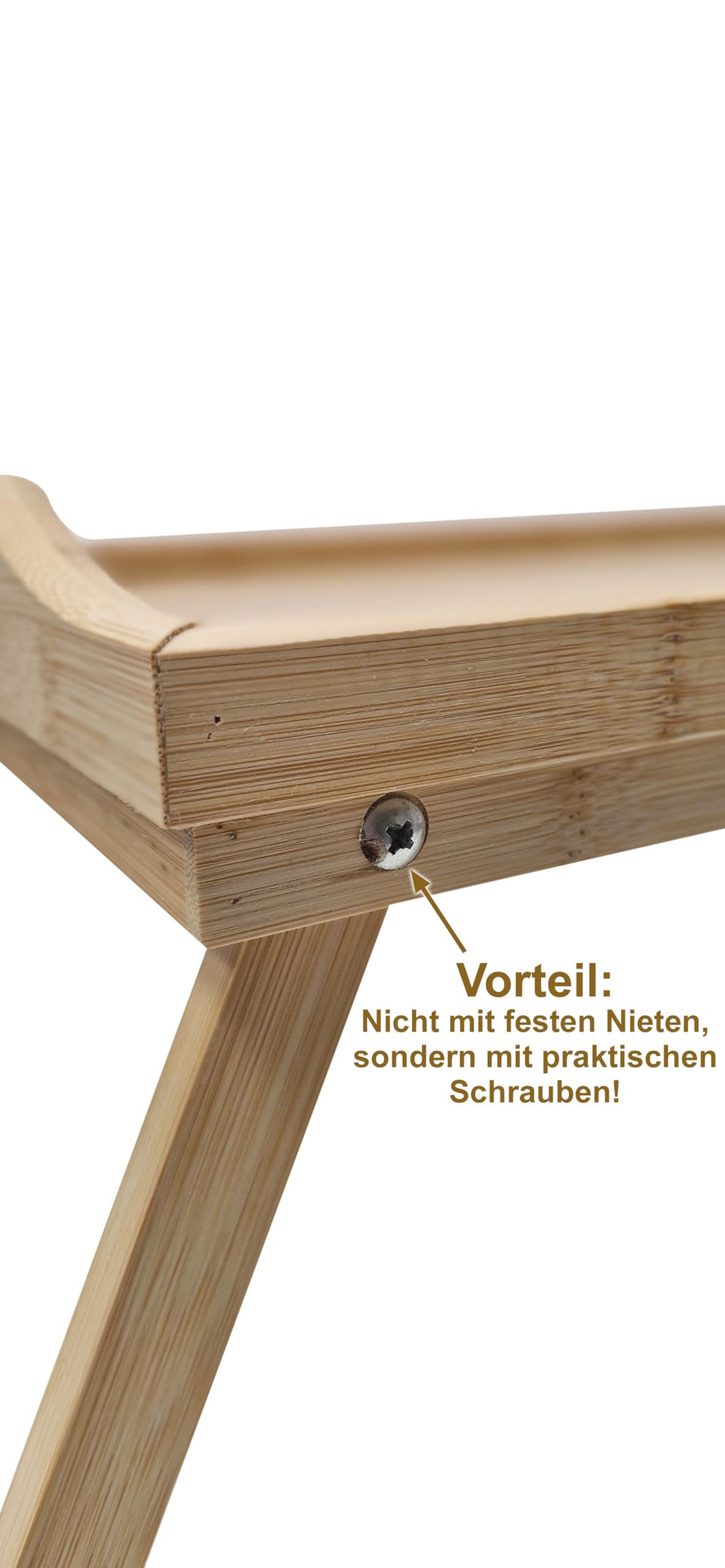 Frühstücks-Tablett klappbar Holz Serviertablett Betttablett Tablett Faltbare Beine im Bett