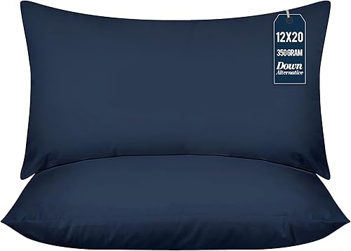 Utopia Bedding - Relleno de almohadas decorativas (paquete de 2, color azul marino), almohadas para cama y sofá de 12 x 20 pulgadas, para interiores