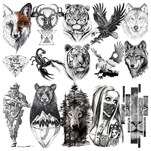 VANTATY Realistic Tiger Temporary Tattoos