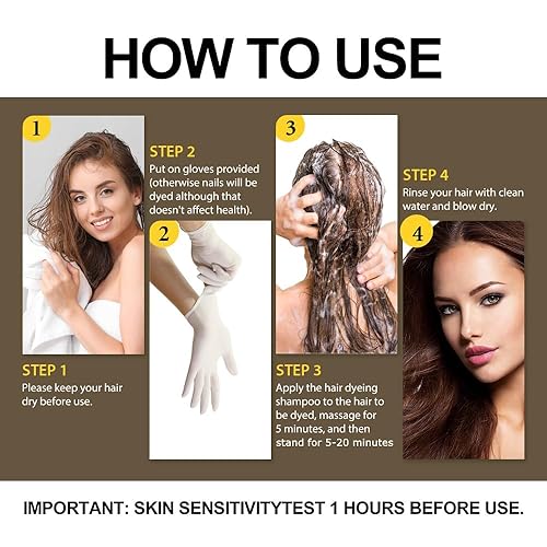 Miniatura 4 de Champú natural para teñir el cabello 3 en 1, color de cabello para cobertura de cabello gris, champú para colorear cabello castaño para mujeres,