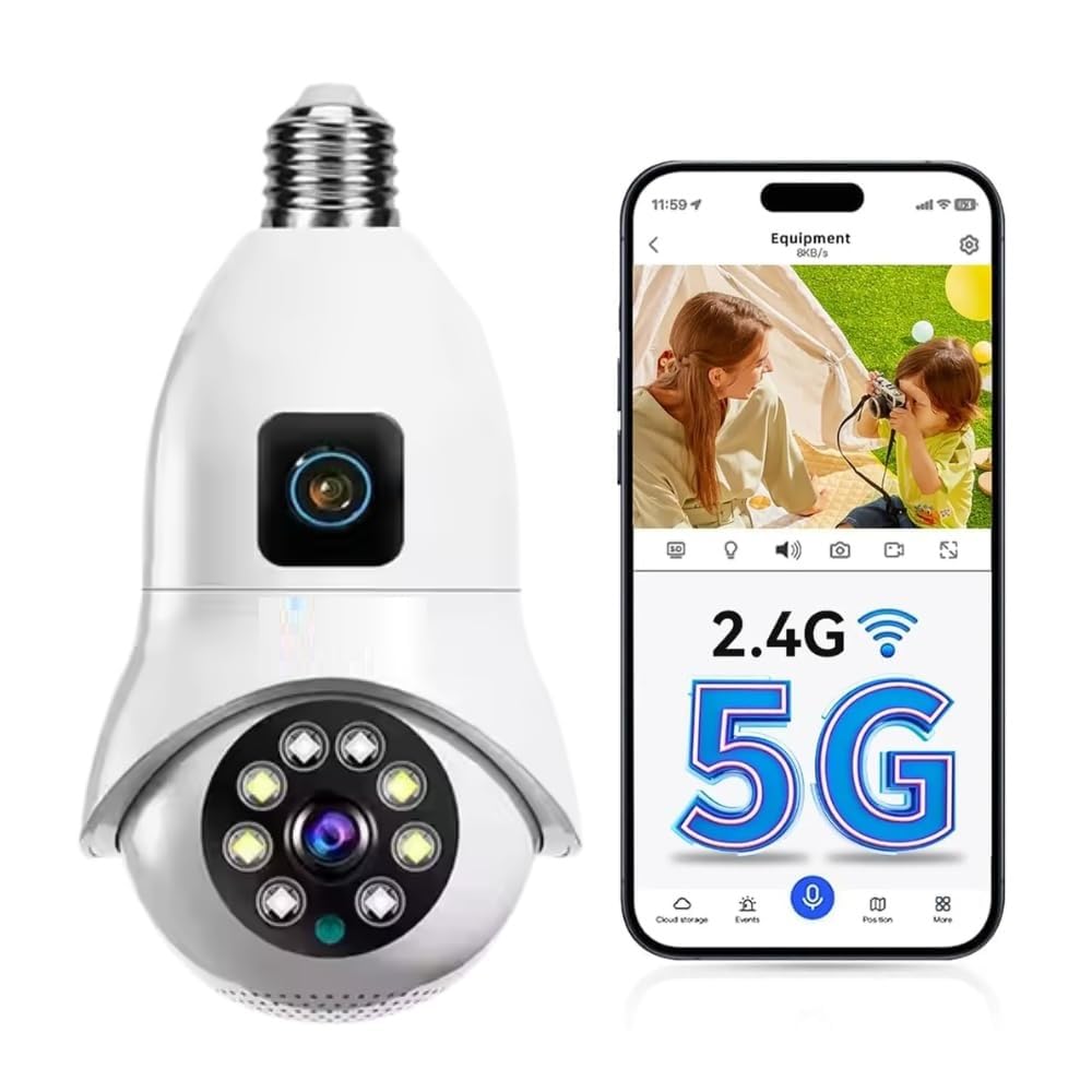 MAYUMI Smart WiFi Light Bulb Security Camera, 2.4G/5G, LED Night Vision, Mobile App Control, White-picture-10