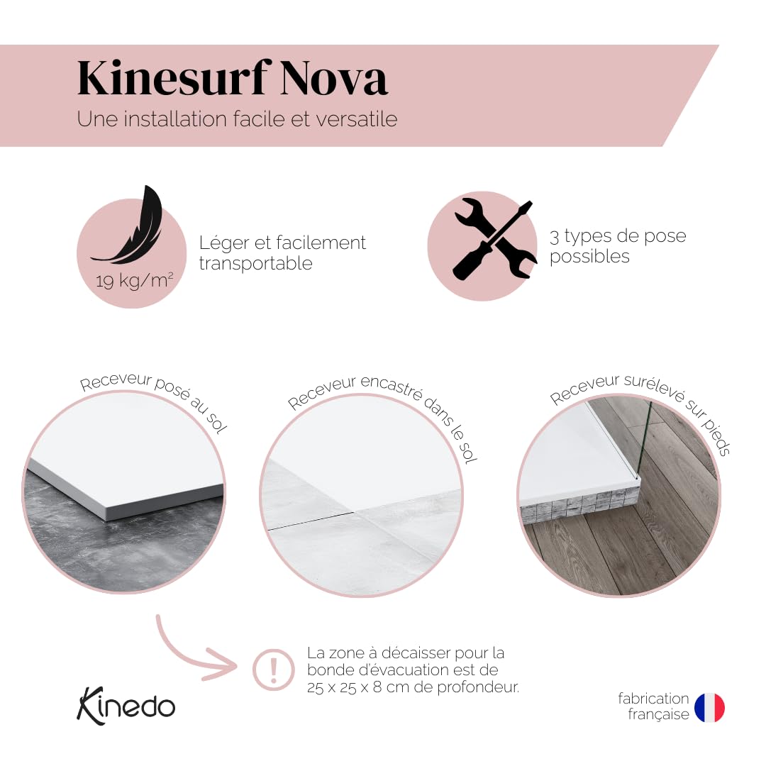 Receveur KINEDO Kinesurf Nova 120X80 blanc mat