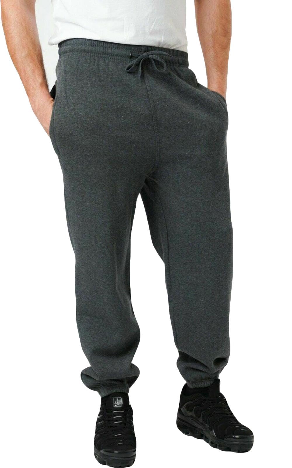 True FaceMens Fleece Joggers Jogging Ribbed Bottoms Sweatpants with Zip Pockets Casual Elasticated Cuffed Pants Tracksuit Trousers for Workouts and Sports