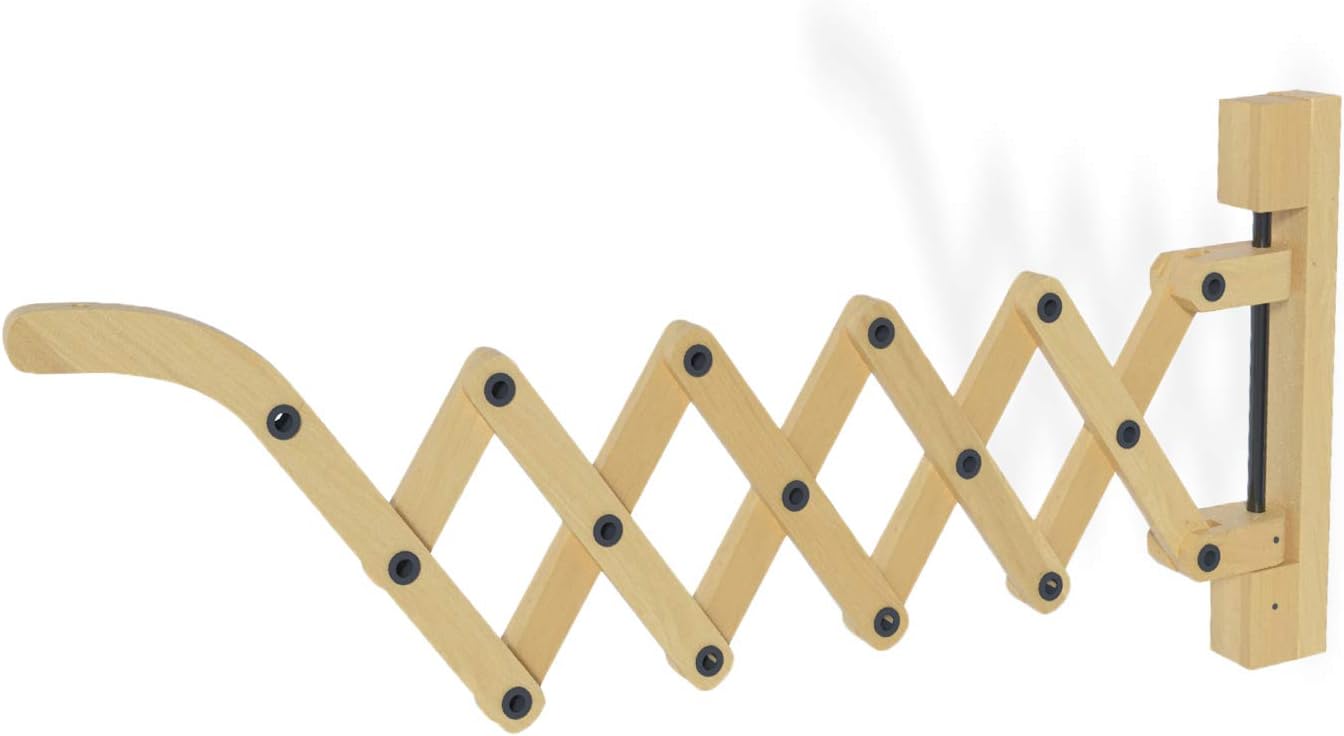 Rustic State Scissor Accordion Adjustable Wall Mount Wooden Sconce Bracket for Hanging Plug in Lamp Cord, Pendant Light Kit Fixture for Decorative Home DIY Projects - 24 Inch - Natural