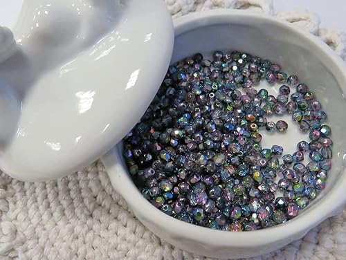 Miniatura 4 de 100 cuentas de vidrio facetadas checo pulido al fuego redondo 0.157 in mágico-rosa