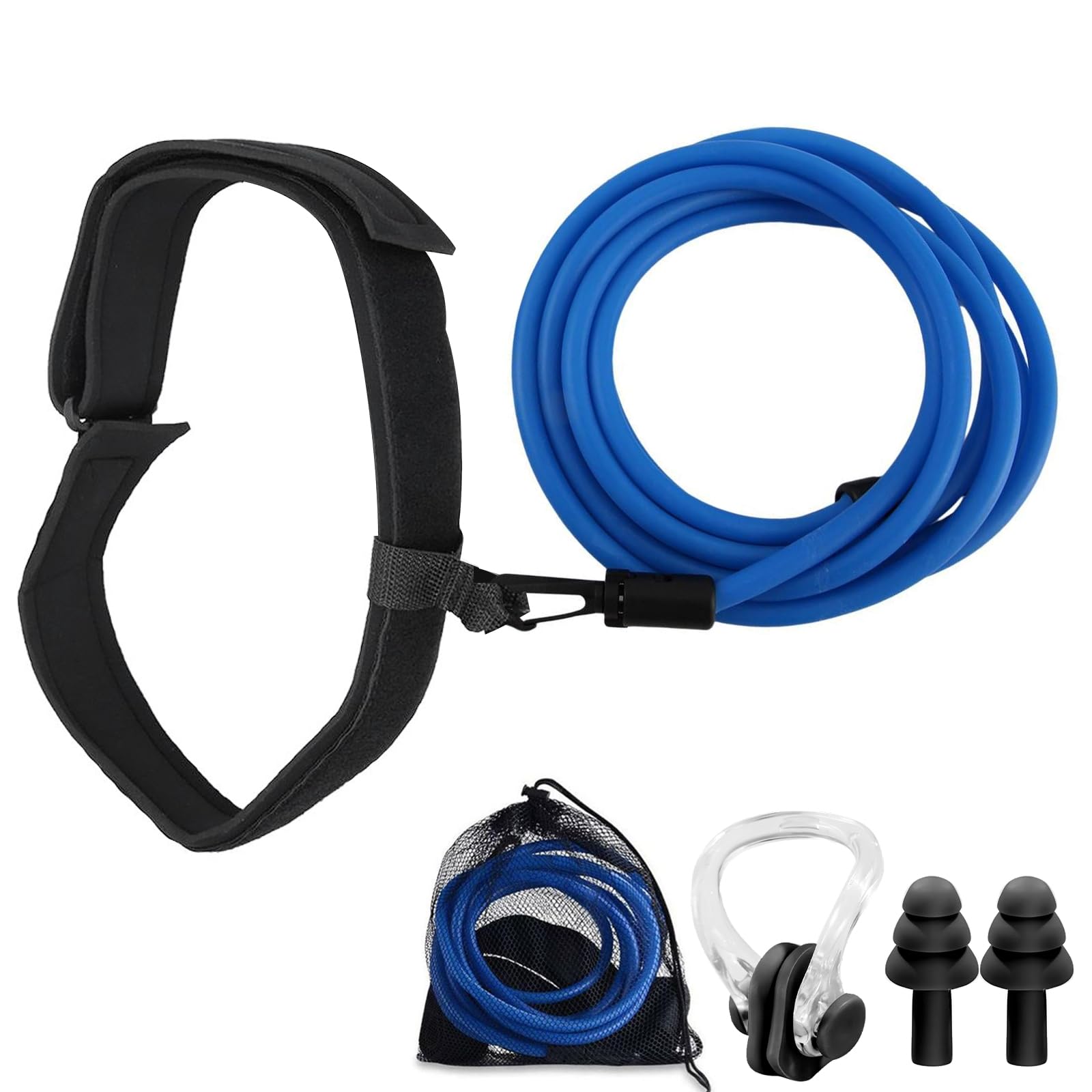 Cinturón de natación ajustable para piscina, resistencia, incluye tapones y pinza nasal