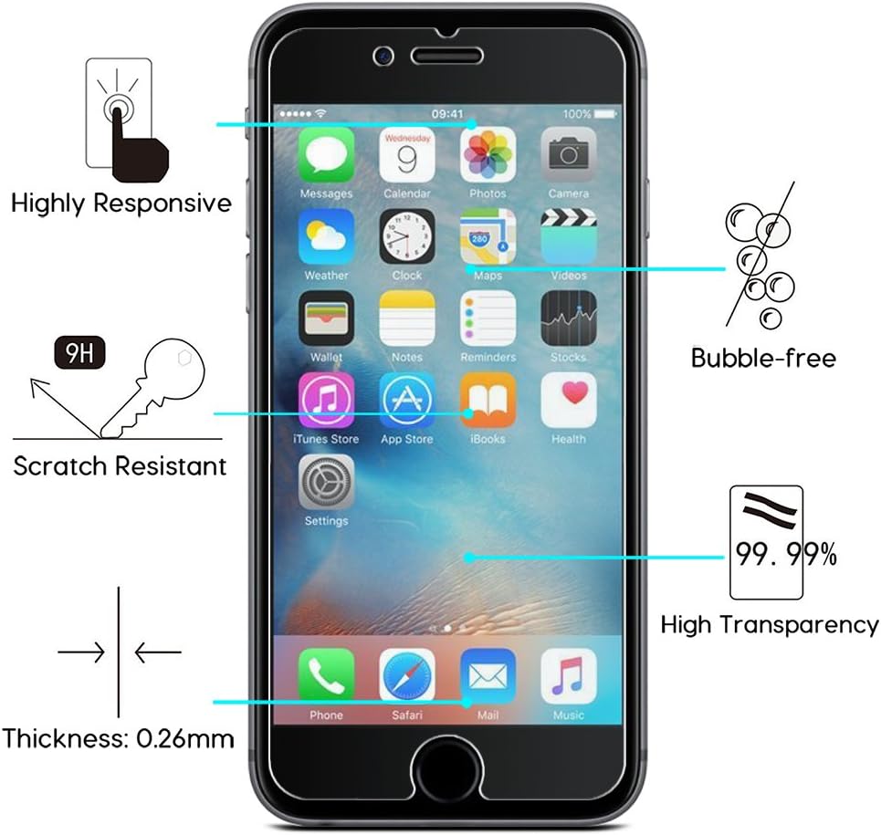 OMOTON [2 Pack Screen Protector for iPhone 6/iPhone 6s, 9H Hardness, Anti-Scratch, Anti Oil, Bubble Free, Transparent - Image 3