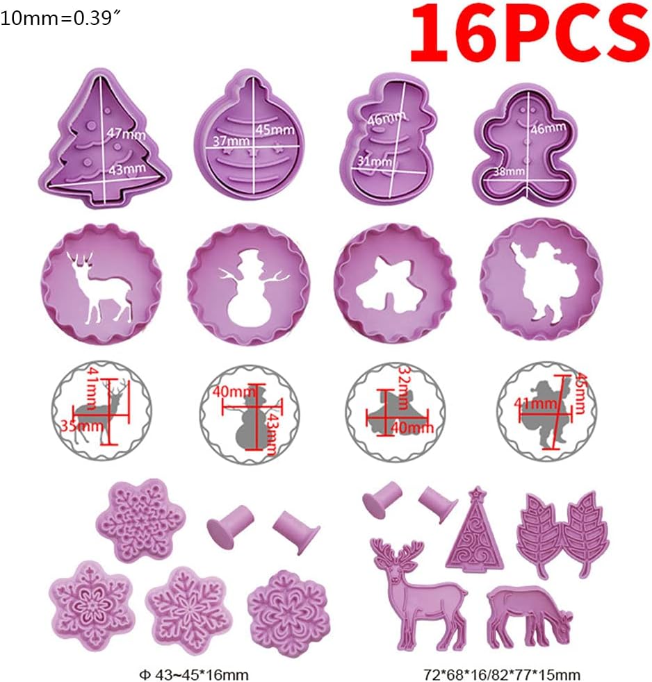 16 Pieces Sugarcraft Mould Snowman Animal Environmentally Cake Decoration Christmas Food-grade