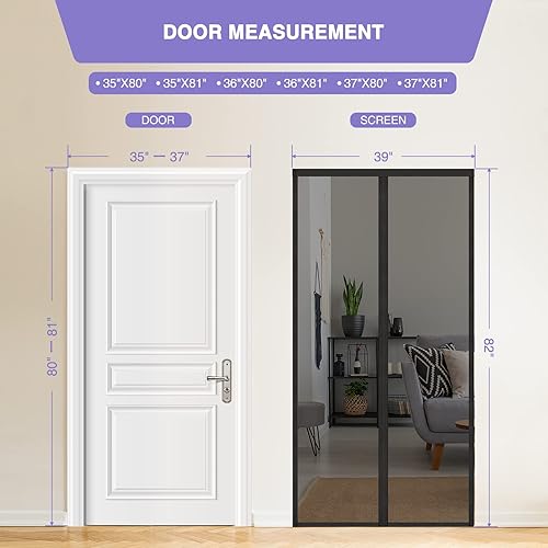 Miniatura 5 de Titan Mall Puerta de tela de alambre magnética con cierre automático superhermético, y cierre de gancho y bucle para el marco completo